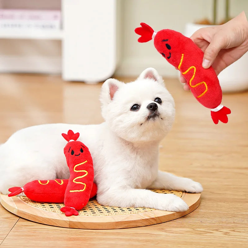 Dog Chew Toy Imitation Plush Sausage Squeaky Toy Teeth Cleaning Bite-resistant Puppy Toy Interactive Training Dog Supplies