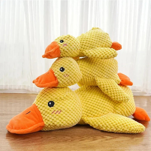 Bite-resistant duck plush with squeaker
