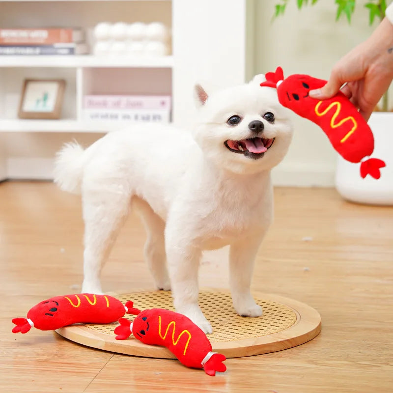 Dog Chew Toy Imitation Plush Sausage Squeaky Toy Teeth Cleaning Bite-resistant Puppy Toy Interactive Training Dog Supplies