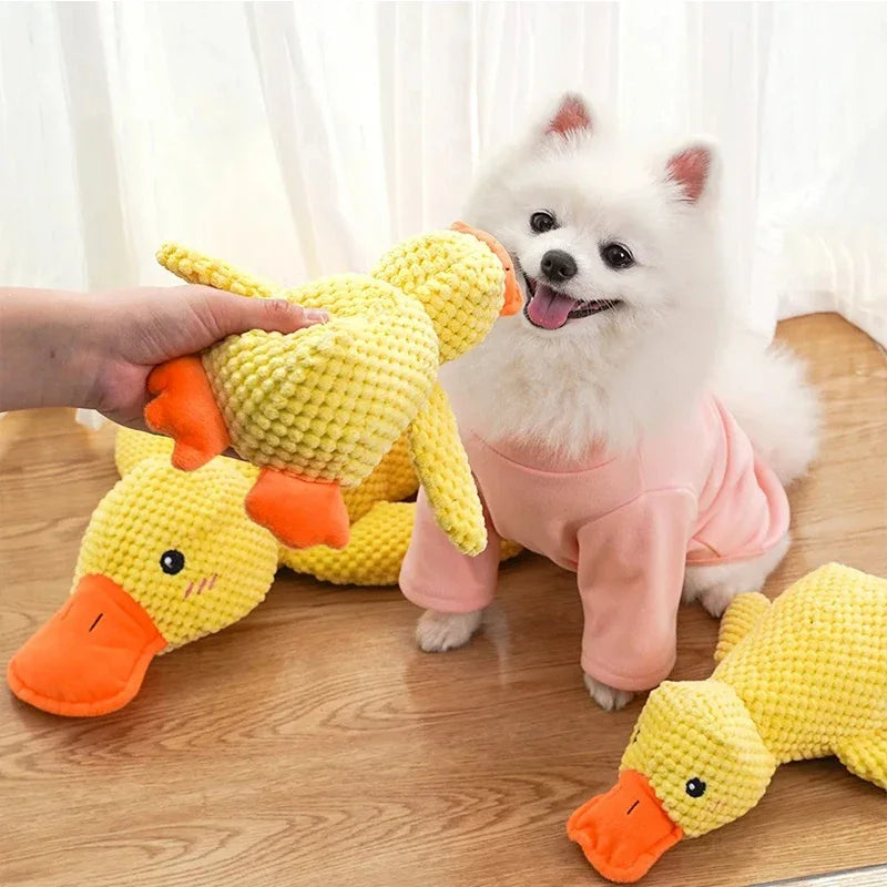 Bite-resistant duck plush with squeaker