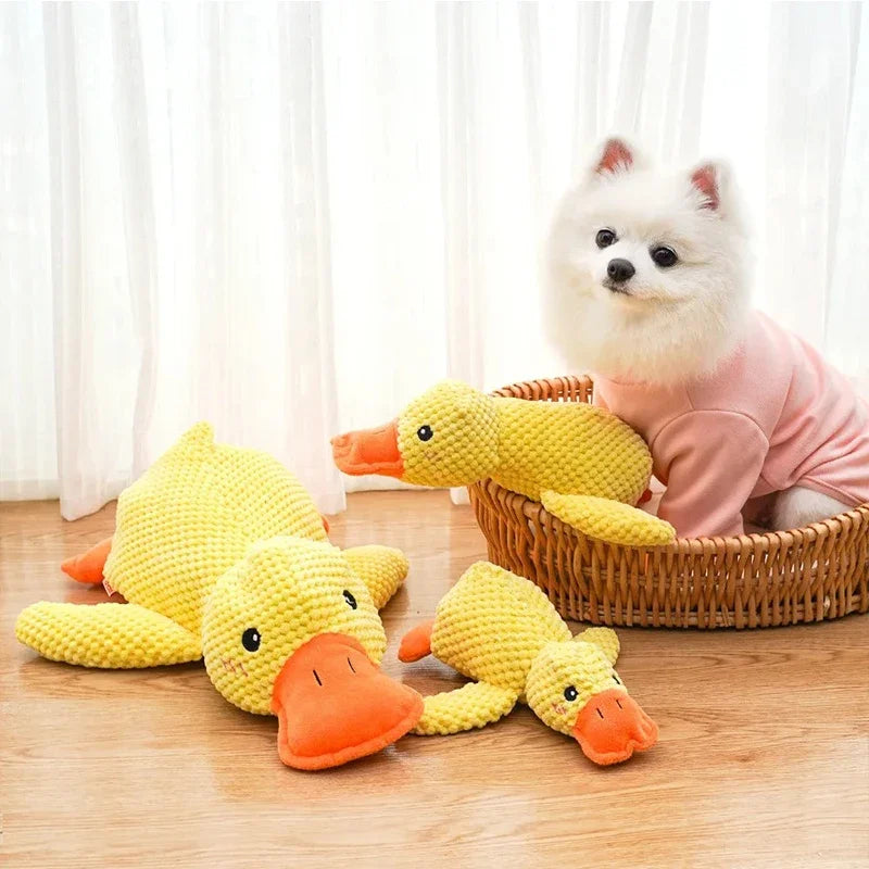 Bite-resistant duck plush with squeaker