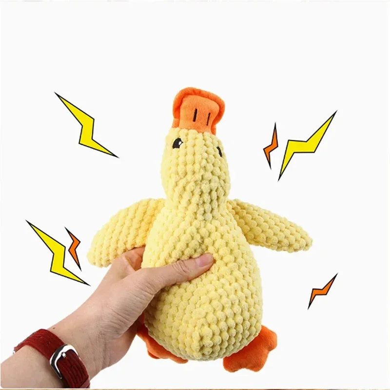 Bite-resistant duck plush with squeaker